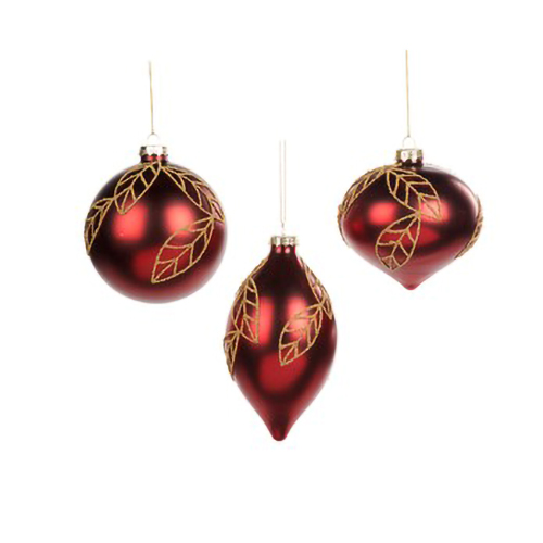 Goodwill Glass Bead Leaf Pattern Ornament Assorted 10cm